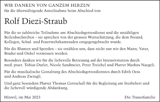 Traueranzeige von Rolf Diezi-Straub von AvU