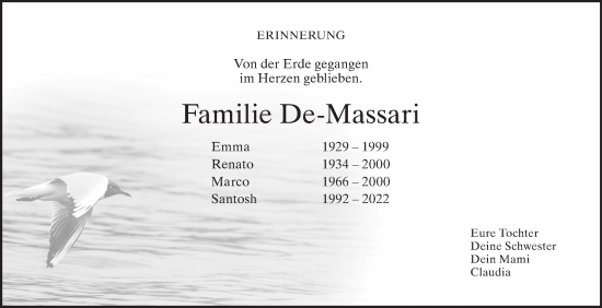 Traueranzeige von Santosh De-Massari von AvU