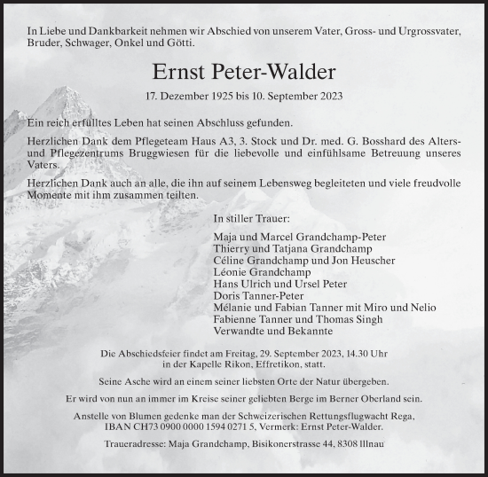 Traueranzeige von Ernst Peter-Walder von reg_2