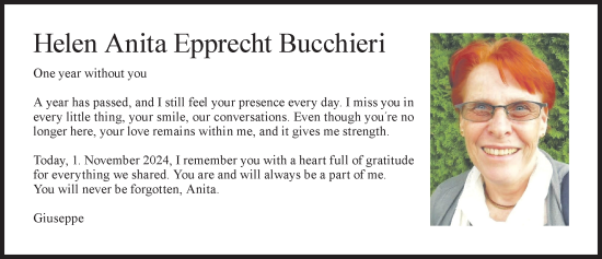 Traueranzeige von Helen Anita  Epprecht Bucchieri von VO solo