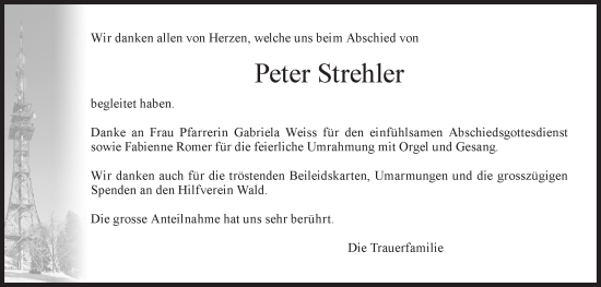 Traueranzeige von Peter Strehler von AvU
