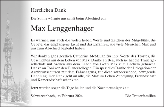 Traueranzeige von Max Lenggenhager von VO solo