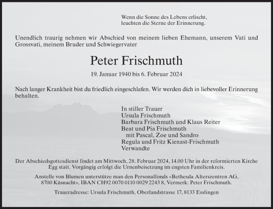 Traueranzeige von Peter Frischmuth von AvU