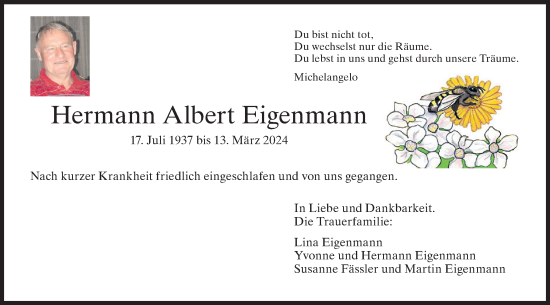 Traueranzeige von Hermann Albert Eigenmann von VO solo
