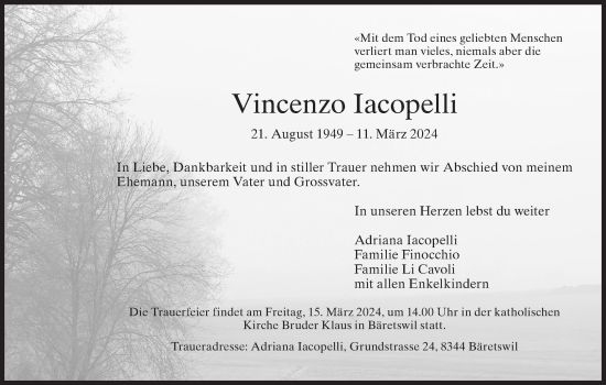 Traueranzeige von Vincenzo Iacopelli von AvU