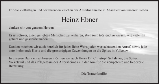 Traueranzeige von Heinz Ebner von AvU