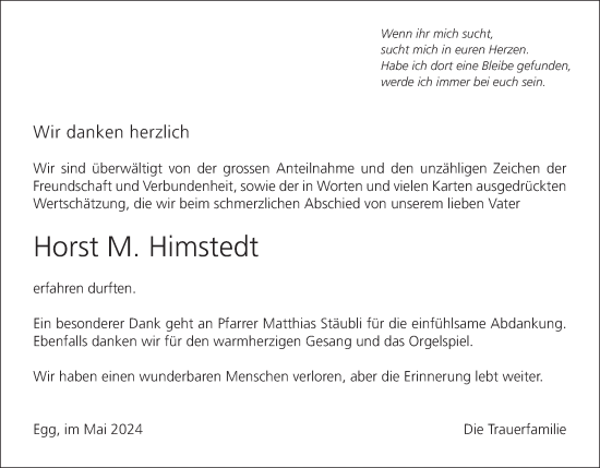Traueranzeige von Horst M. Himstedt von AvU