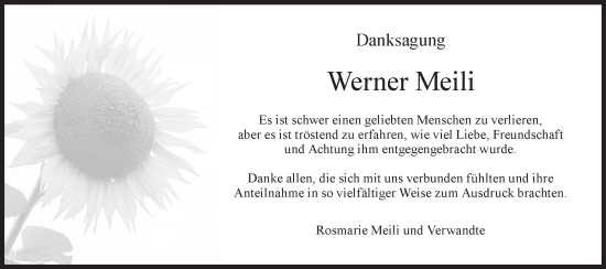 Traueranzeige von Werner Meili von AvU