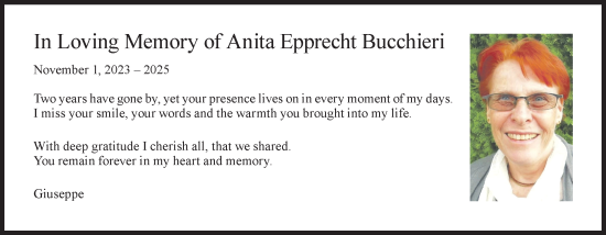 Traueranzeige von Anita Epprecht Bucchieri von GL solo