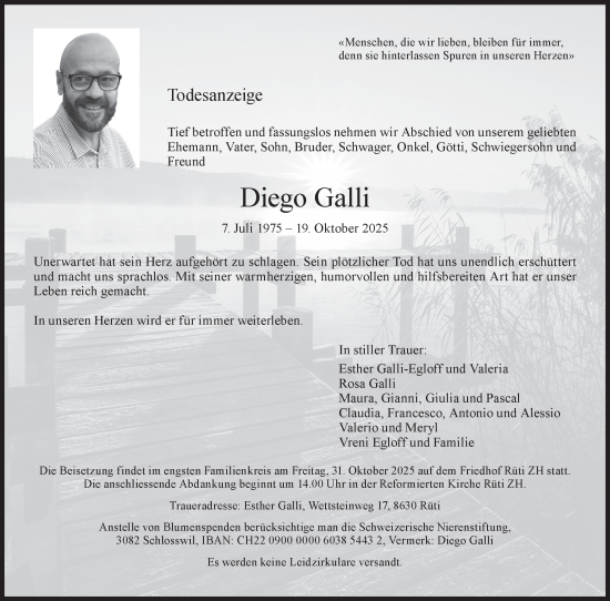 Traueranzeige von Diego Galli von AvU