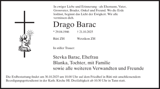 Traueranzeige von Drago Barac von AvU