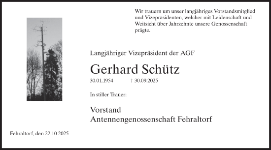 Traueranzeige von Gerhard Schütz von AvU