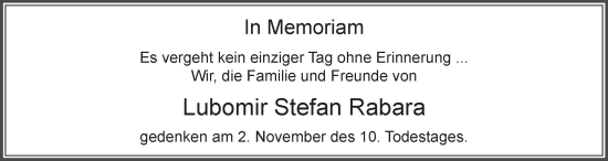 Traueranzeige von Lubomir Stefan Rabara von AvU