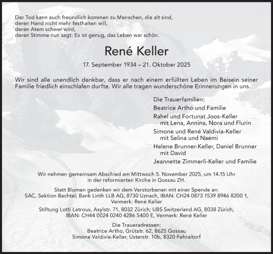 Traueranzeige von René Keller von AvU