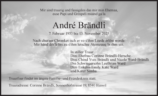 Traueranzeige von André Brändli von AvU