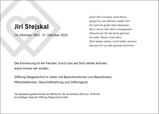 Traueranzeige von Jiri Stejskal von AvU