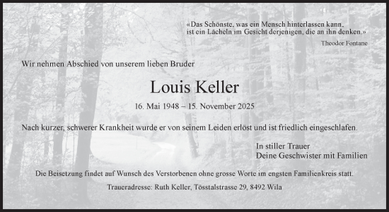 Traueranzeige von Louis Keller von AvU