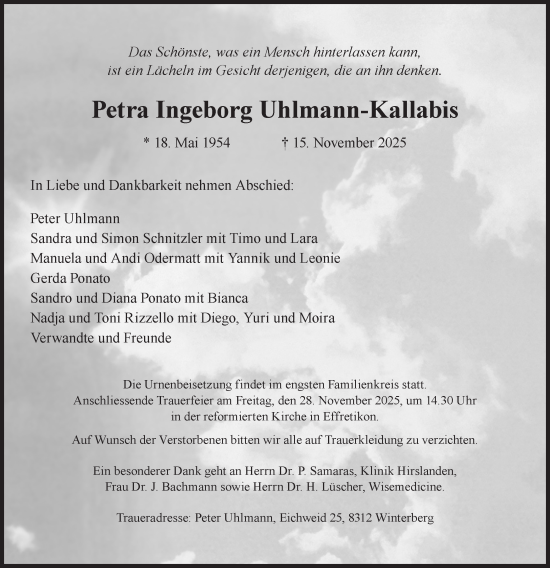 Traueranzeige von Petra Ingeborg Uhlmann-Kallabis von reg_2