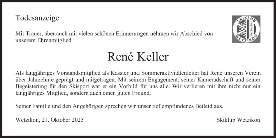 Traueranzeige von René Keller von AvU