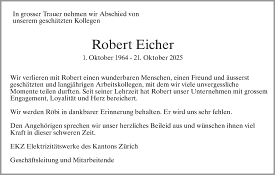 Traueranzeige von Robert Eicher von AvU