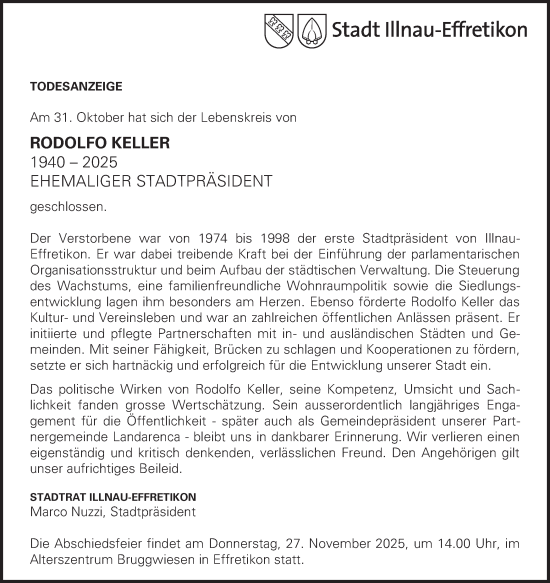 Traueranzeige von Rodolfo Keller von reg_2