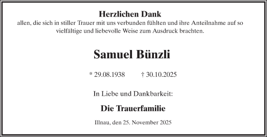 Traueranzeige von Samuel Bünzli von reg_2