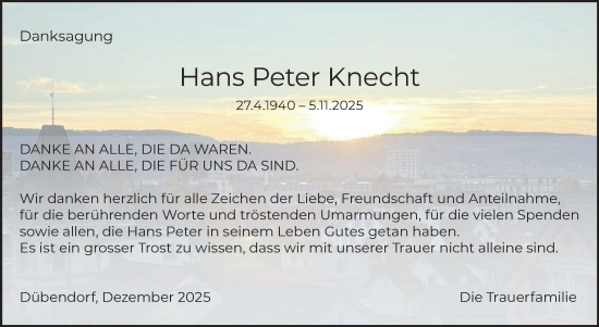 Traueranzeige von Hans Peter Knecht von GL solo