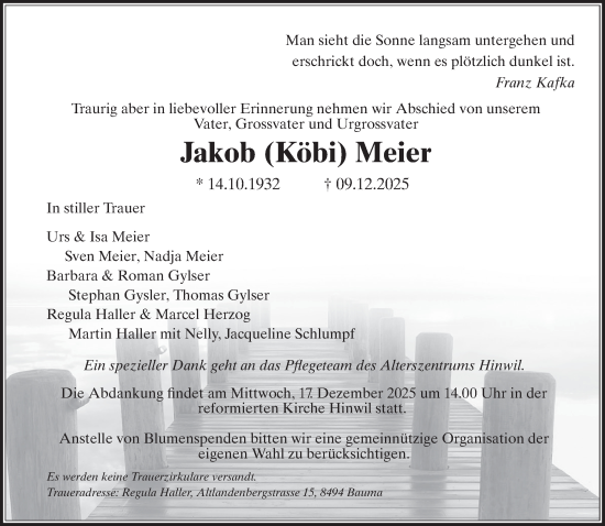 Traueranzeige von Jakob Meier von AvU
