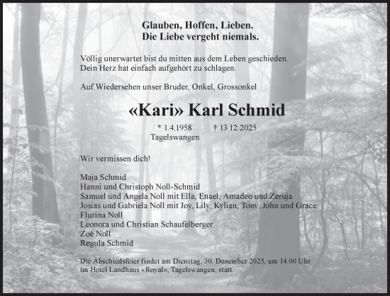 Traueranzeige von Karl Schmid von AvU