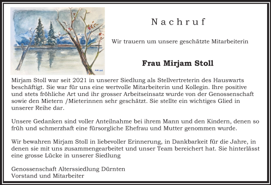 Traueranzeige von Mirjam Stoll von AvU