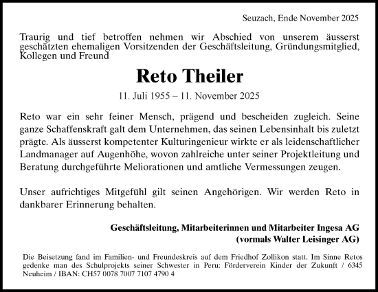 Traueranzeige von Reto Theiler von AvU