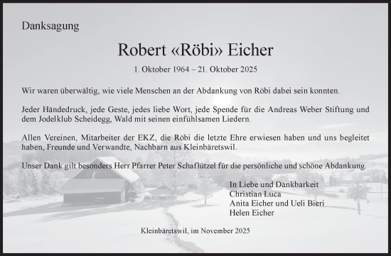 Traueranzeige von Robert Eicher von AvU
