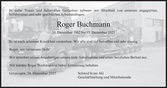 Traueranzeige von Roger Buchmann von AvU