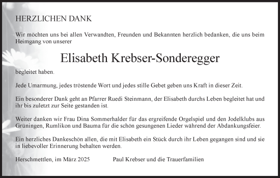 Traueranzeige von Elisabeth Krebser von AvU