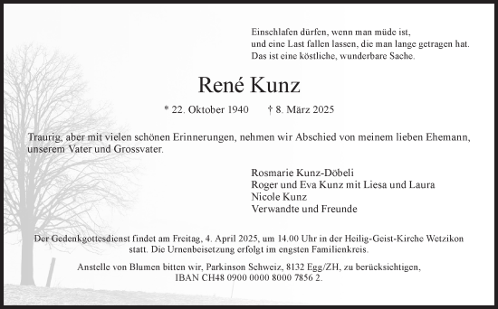 Traueranzeige von Rene Kunz von AvU