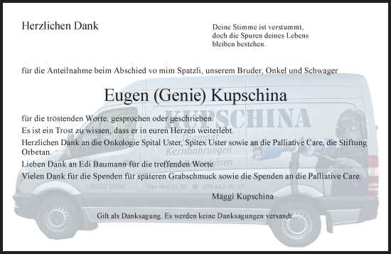 Traueranzeige von Eugen Kupschina von AvU