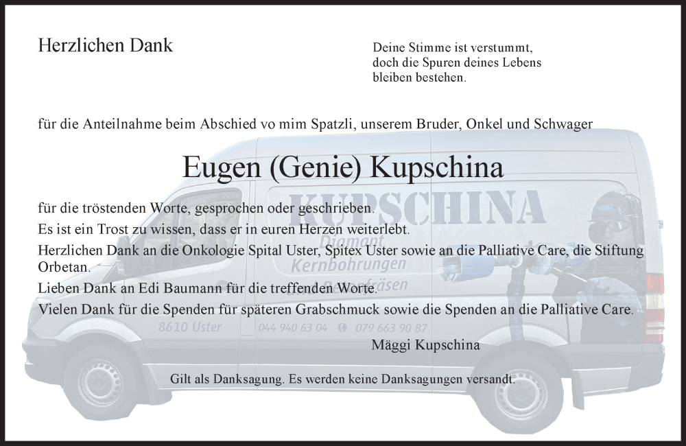  Traueranzeige für Eugen Kupschina vom 02.04.2025 aus AvU