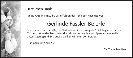 Traueranzeige von Gerlinde Fässler von AvU