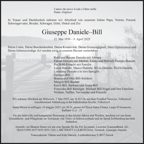 Traueranzeige von Giuseppe Daniele-Bill von AvU