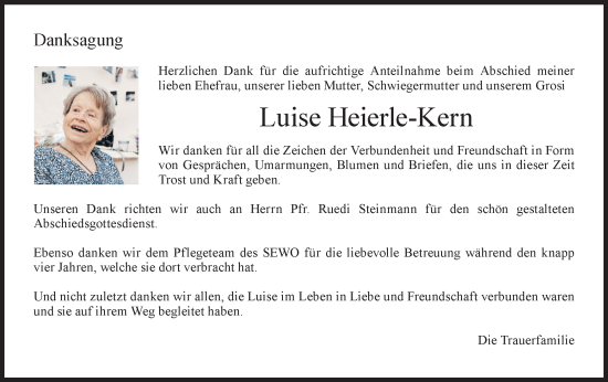 Traueranzeige von Luise Heierle-Kern von AvU