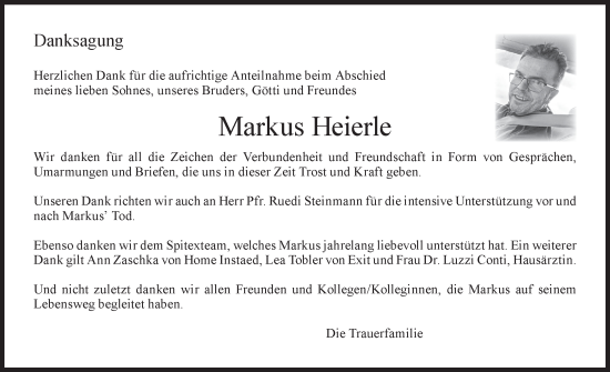 Traueranzeige von Markus Heierle von AvU