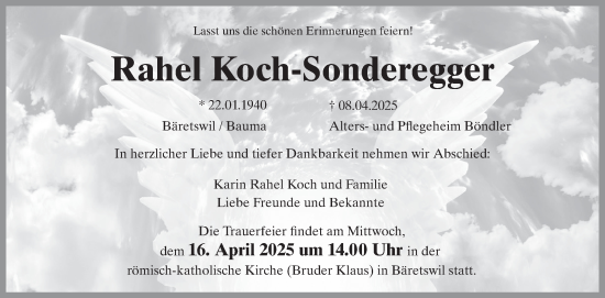 Traueranzeige von Rahel Koch-Sonderegger von AvU
