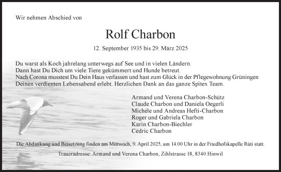 Traueranzeige von Rolf Charbon von AvU