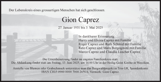 Traueranzeige von Gion Caprez von AvU