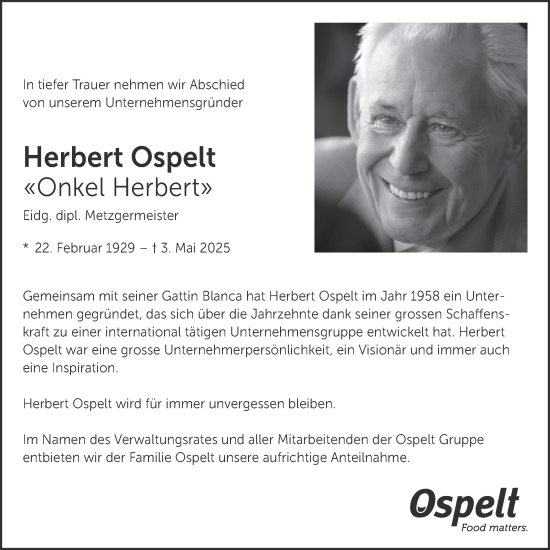 Traueranzeige von Herbert Ospelt von AvU
