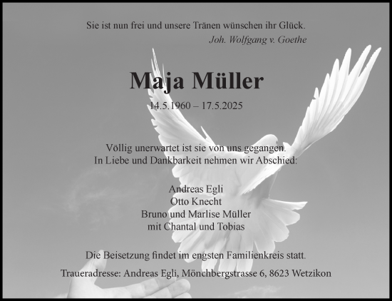 Traueranzeige von Maja Müller von AvU