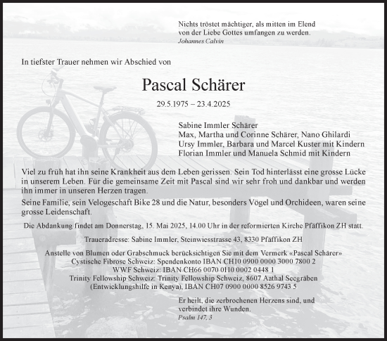 Traueranzeige von Pascal Schärer von AvU