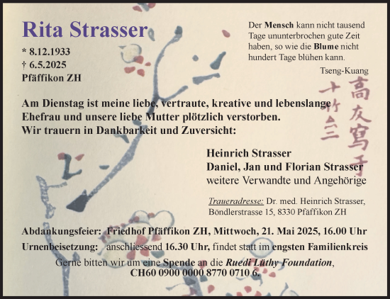 Traueranzeige von Rita Strasser von AvU