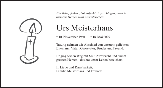 Traueranzeige von Urs Meisterhans von AvU