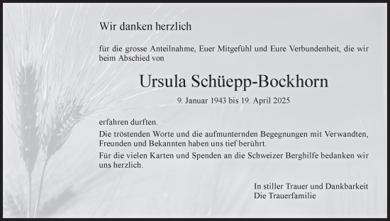 Traueranzeige von Ursula Schüepp von AvU